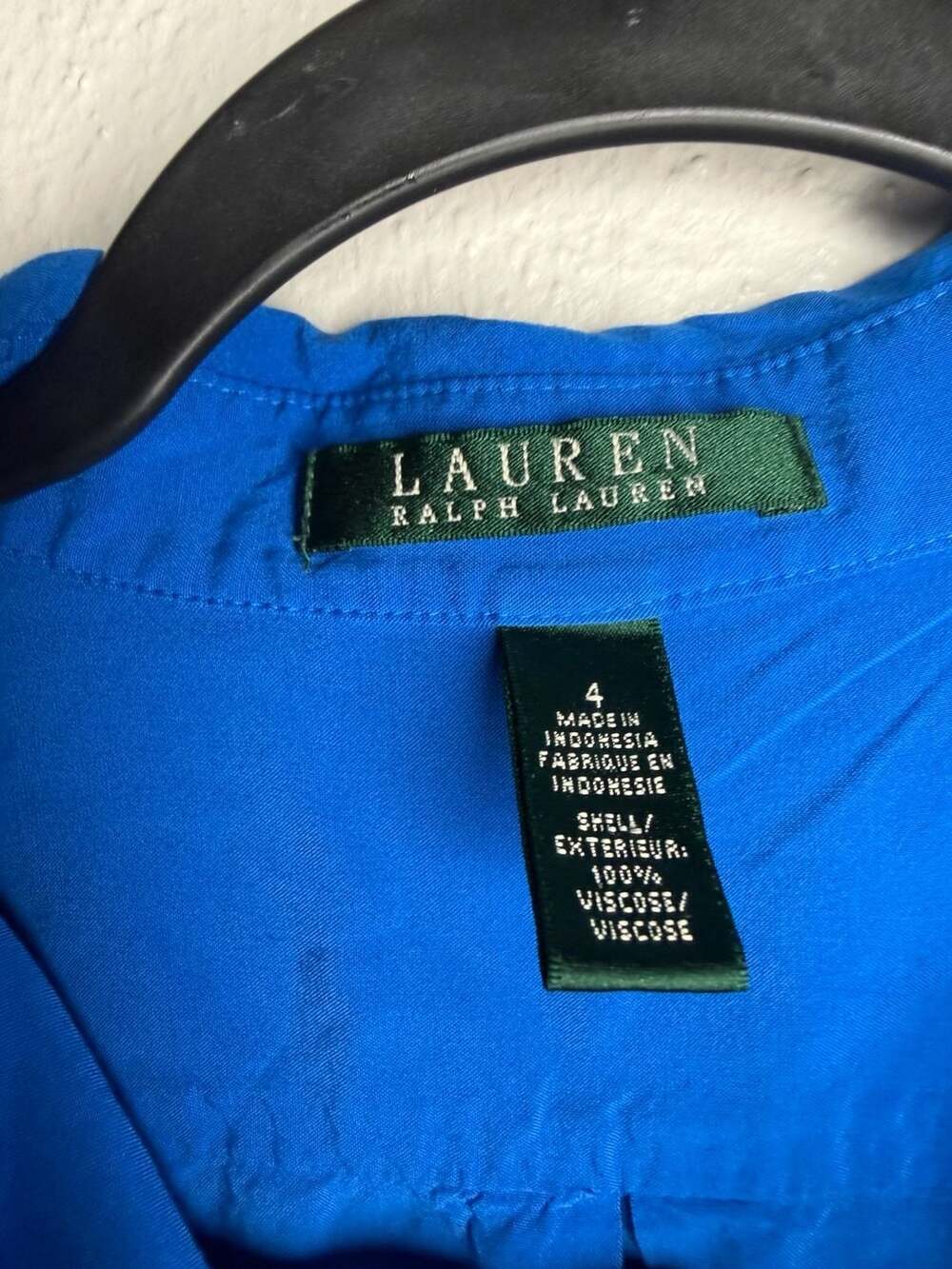 LAUREN RALPH LAUREN Women's Royal Blue Viscose Long Sleeve Drawstring Uti Size 4